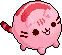 round strawberry cat