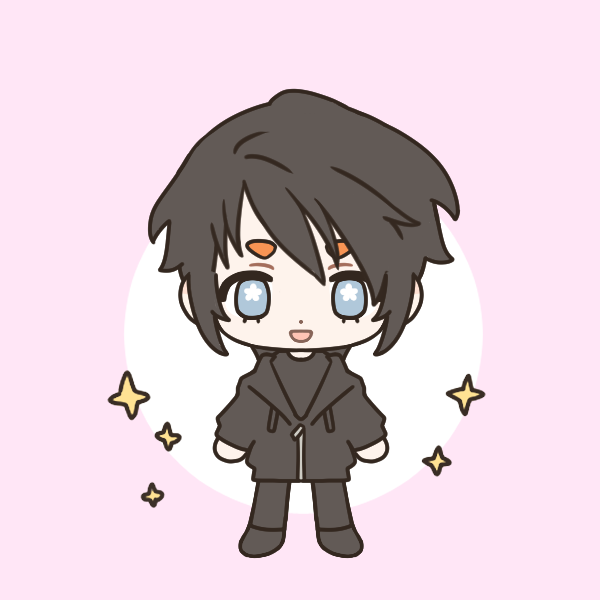 chibi emo boy surrounded by sparkles