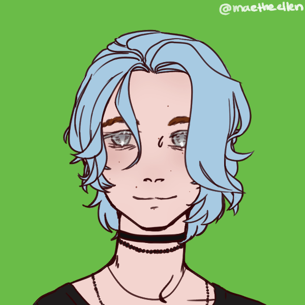 blue-haired girl in all black