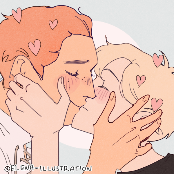 gay couple holding each other's faces and kissing